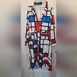 Womens Colorful Geometric Patterned Cardigan